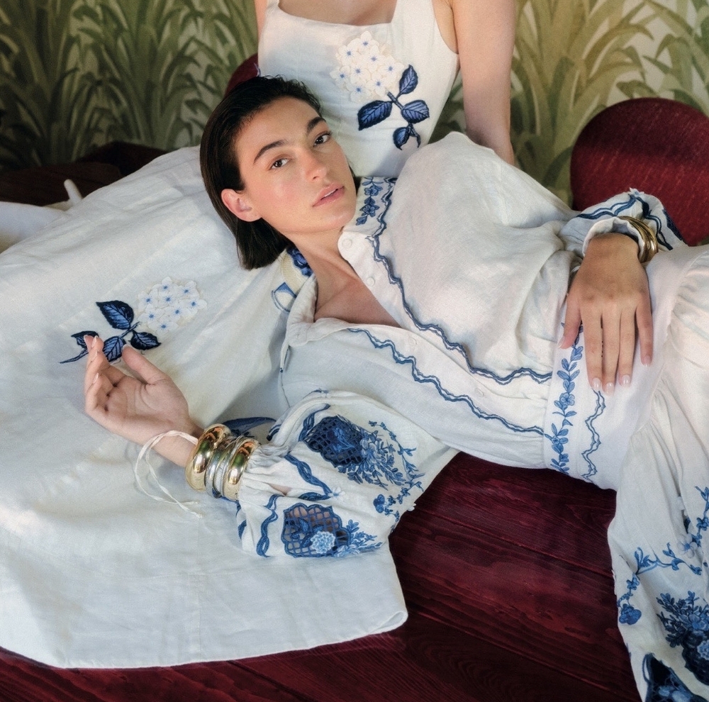 Agua By Agua Bendita Abadía appliquéd embroidered linen shirt - Picture 3 of 15